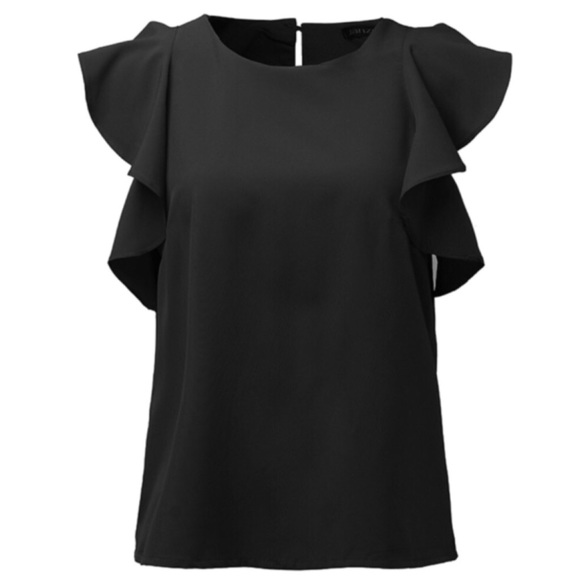 NWT Ruffle Sleeve Blouse Tee Spring Top - Picture 2 of 3